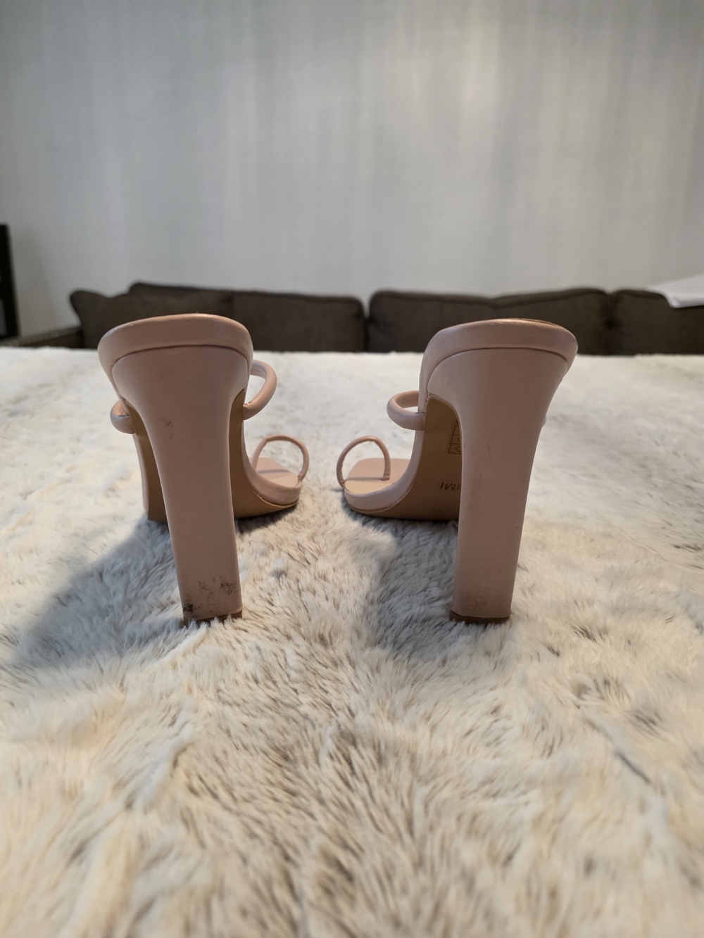 Blush Pink Strappy High Heel Mules 7.5 - Picture 6 of 7
